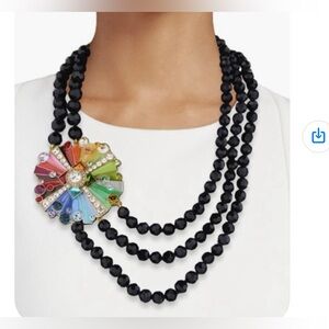 Heidi Daus Black Necklace with Colorful Wheel Pendant